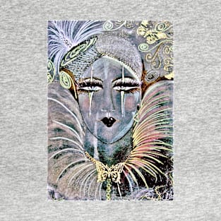 french pierrot vintage poster metallic pastel embellishments, graphic art design print T-Shirt